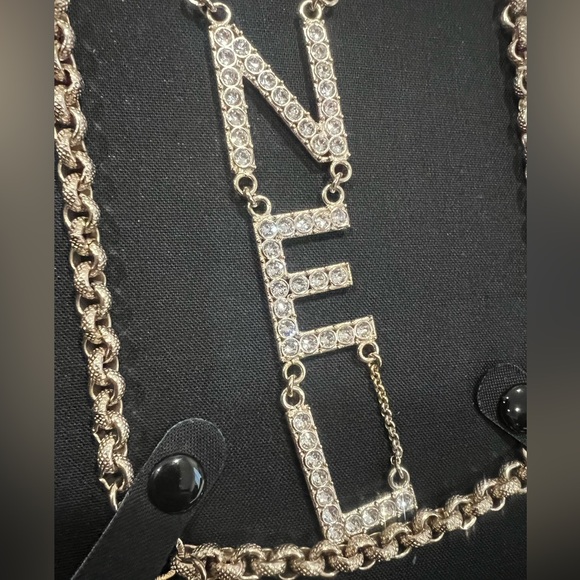 Runway✨Chanel Crystals Logo Gold Drop Necklace - Picture 12 of 17